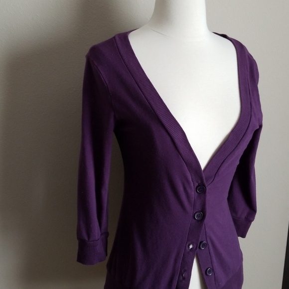 Purple 3/4 sleeve cardigan - Picture 2 of 7